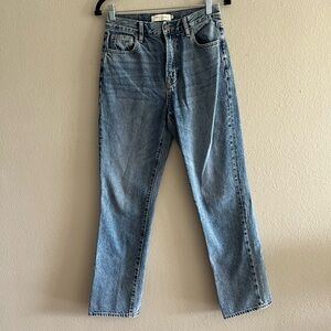 Blue Straight Leg Jeans with Vintage Fade